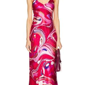 L’Agence Seridie slip Dress in Pink Multi Tie Dye, sz.6